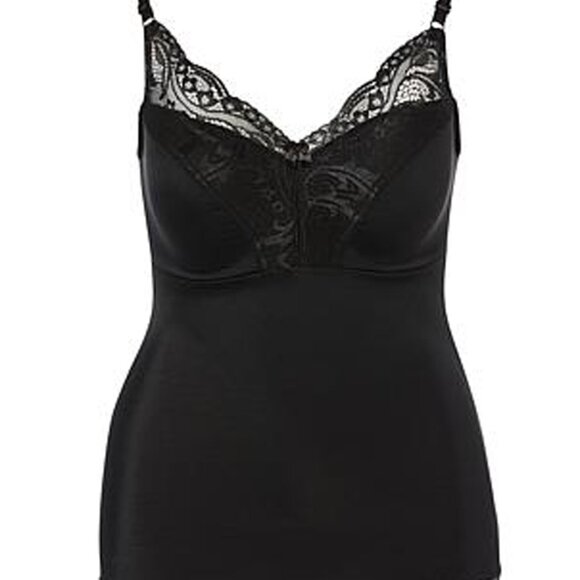 Rhonda Shear Pin-Up Lace Camisole Smoothing Tank with Built in Bra~ Black Large - Picture 14 of 14